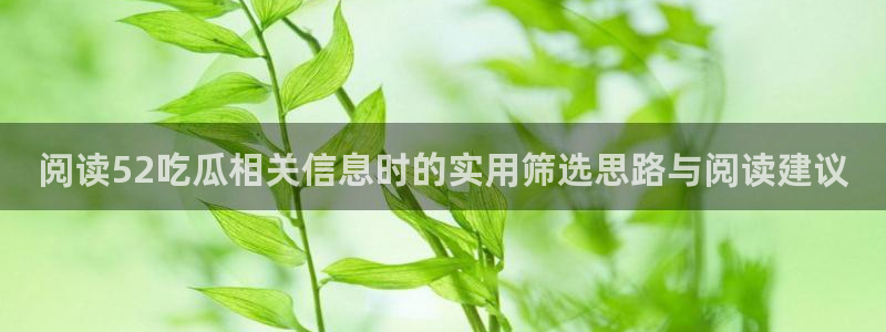 吃瓜网：阅读52吃瓜相关信息时的实用筛选思路与阅读建议