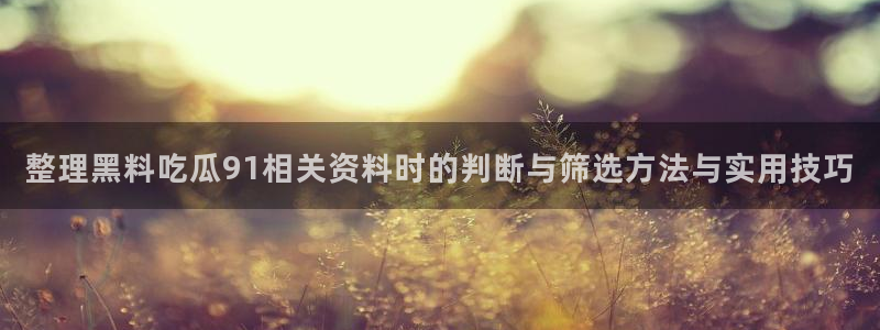 网络吃瓜热点：整理黑料吃瓜91相关资料时的判断与筛选方法与实用技巧